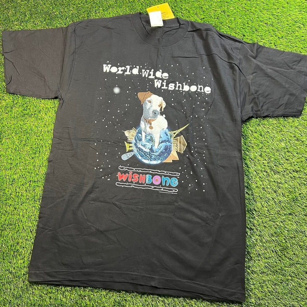 Vintage Wishbone Worldwide Big Feats PBS T-Shirt NWT Men's XL 90s Rare Dogs